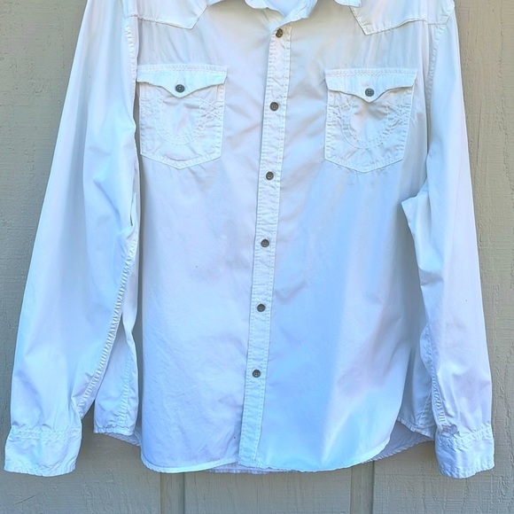 True Religion Slim Fit Button Up Shirt Size 3XL White Western Long Sleeve - Picture 5 of 16